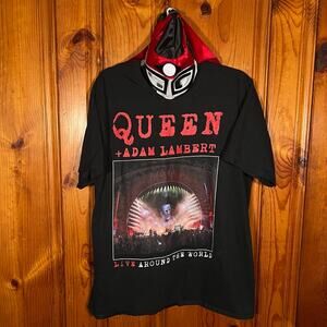 Queen + Adam Lambert XL Band T-Shirt Black Tour Graphic